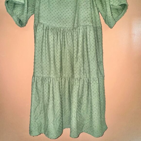 J. Crew Women's Midi Clip Dot Tiered Olive Green Dress - Small - Picture 6 of 9